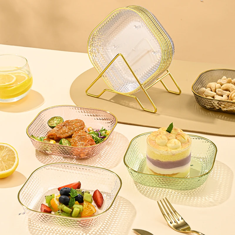 Light luxury transparent fruit plate bone dish ceramic snack dish plastic small dinner plate Bone Spitting Dish For Party