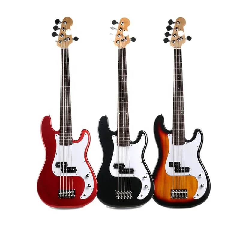 China Musical Instruments Factory Oem Custom Brand Service Cheap Beginner 5 String Electric Bass Guitar