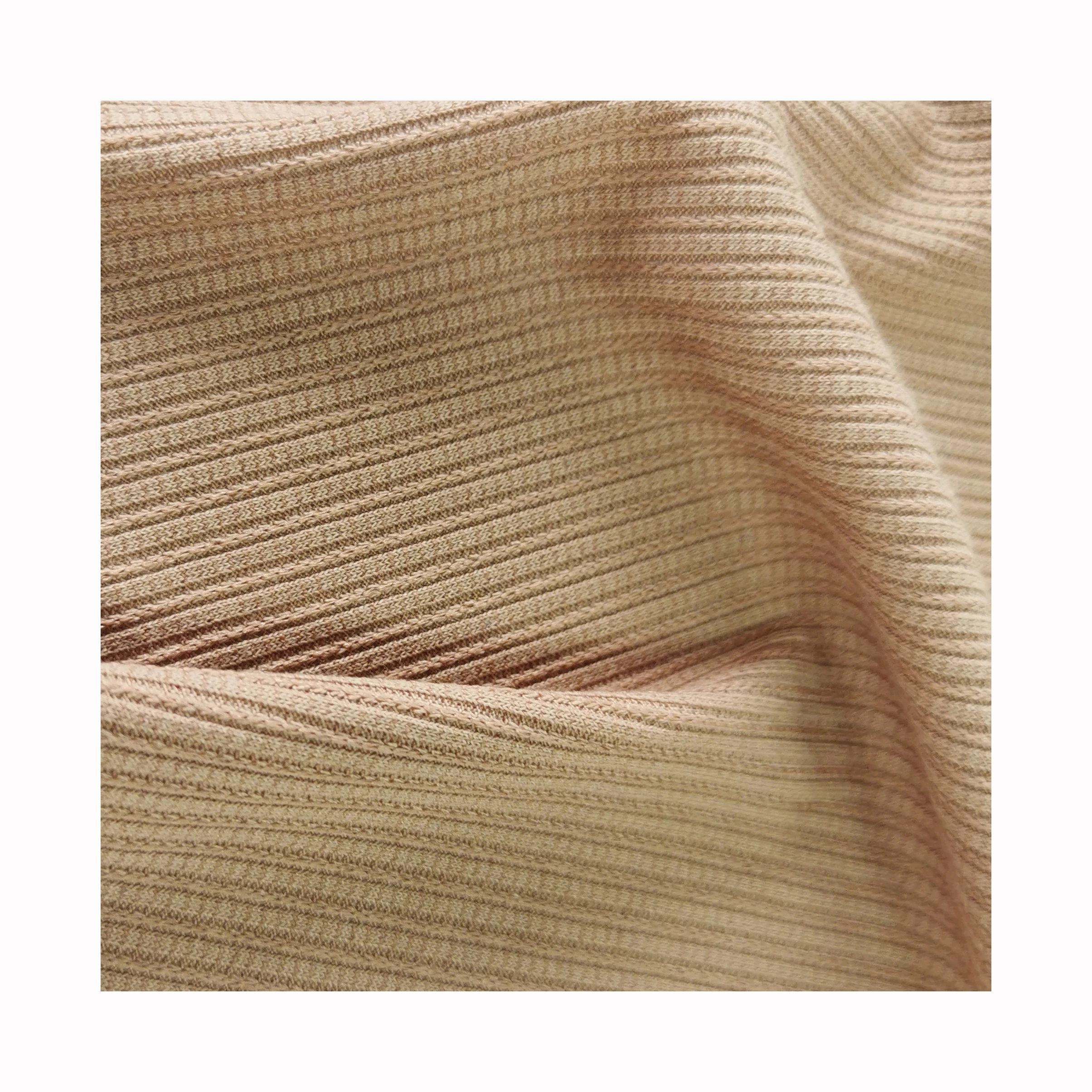 Фабричная жаккардовая ткань в рубчик, вязаная ткань, полосатая однотонная ткань, полиэстер для женской одежды