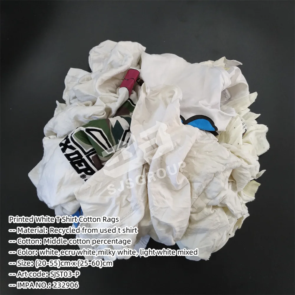 IMPA 232906 Used Recycled White T-shirt Rags stracci bianchi Cotton Waste Scrap Textile Waste Wiping Rags For Machine Cleaning