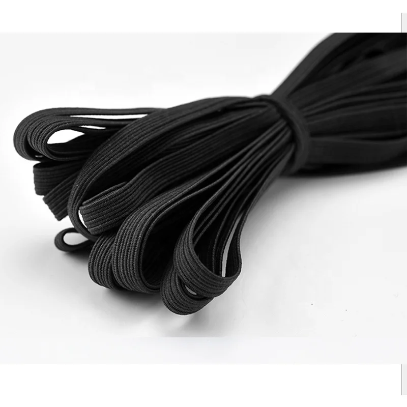 OKAY 3MM 6MM 9MM 12MM White And Black High Flat Elastic Braided Stretch Strap Cord Ribbon Rolls For Sewing And Crafting