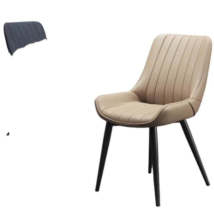 New arrival big size soft coffee chair PU leather dining chairs upholstered living room chair with metal leg