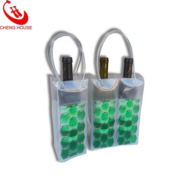 Twin bottles Wine Carrying Bag with blue Cooling Gel for keeping beverages cold Wine Chiller Sleeve
