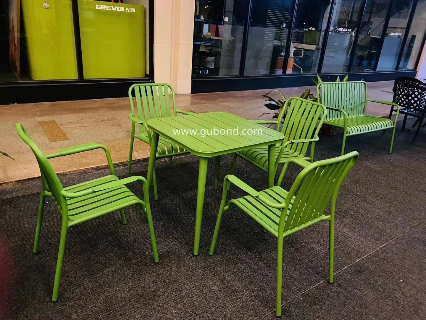Stackable Indoor Outdoor Furniture Garden Aluminum Chair with Aluminum Slats Garden Dining Chairs and Tables