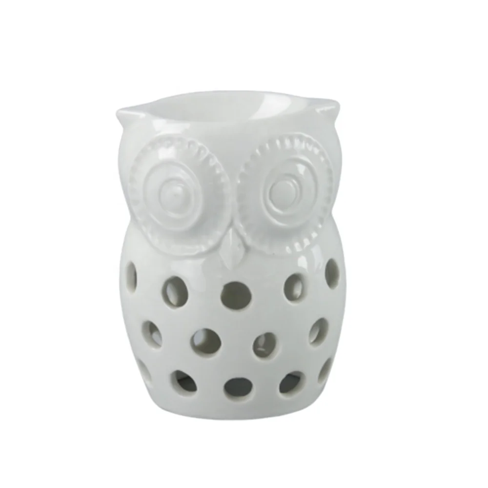 personalized white ceramic owl wax incense burner
