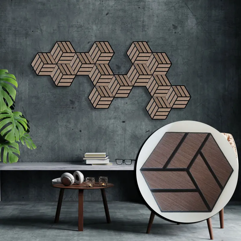 Modern Design Hexagon  Polyester Acoustic Panels for Living Room Bedroom Hotel