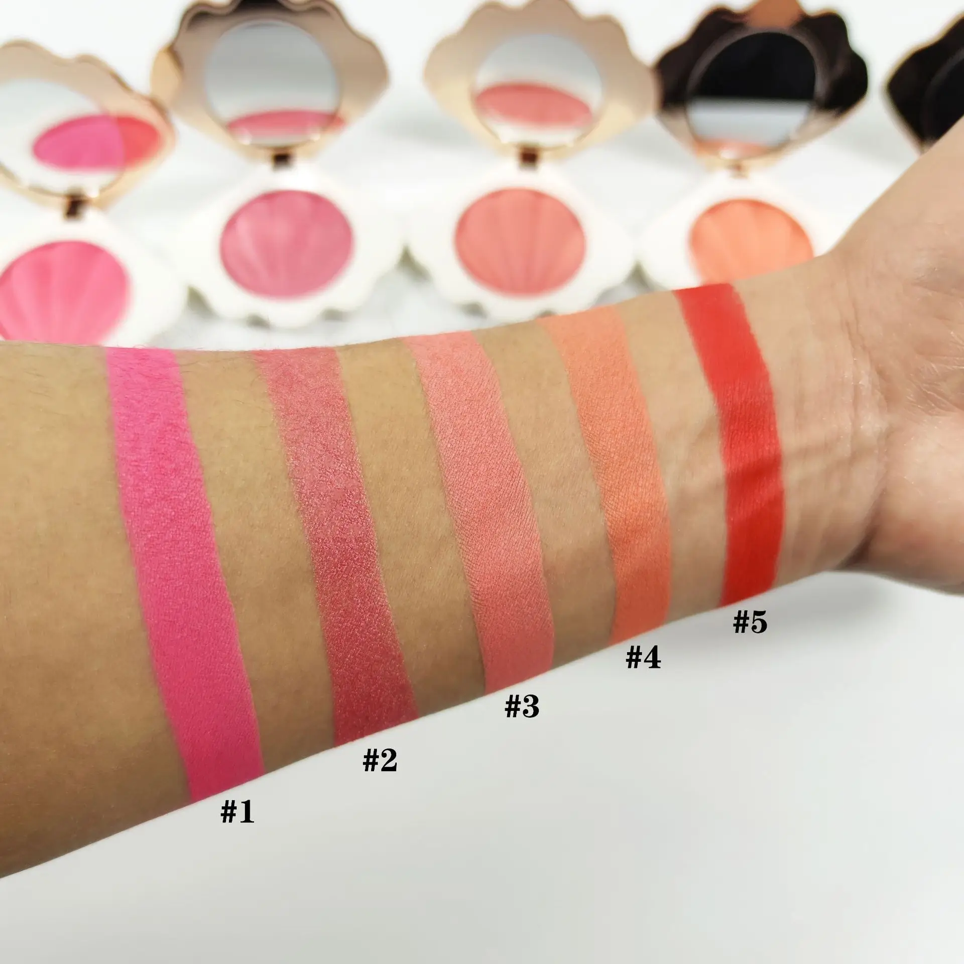 Wholesale High Pigmented Shell Heart Blush Single Cruelty Free Makeup Seashell Blush Private Label Powder Blusher