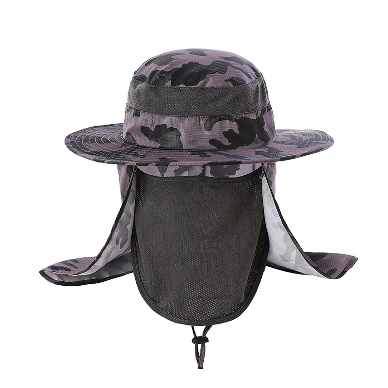 Outdoor String Boonie Bucket Hat UV Sun Protection wide brim custom logo man fishing cap Safari hats for men