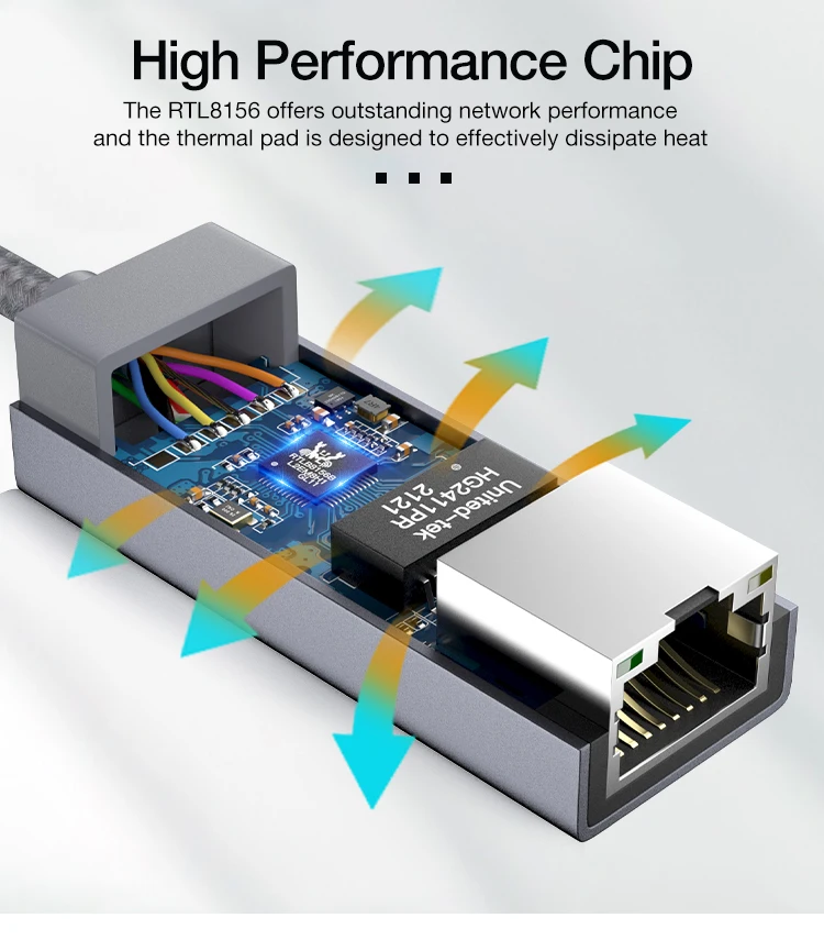 ULT-unite Upgraded USB 3.0 to 2.5G Ethernet Converter 2500Mbps Full Speed USB to RJ45 Adapter for Mac OS, Windows