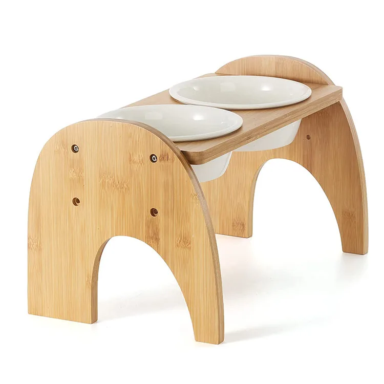 New design novelty durable eco friendly portable cat food milk drinking bamboo ceramic pet bowl feeder