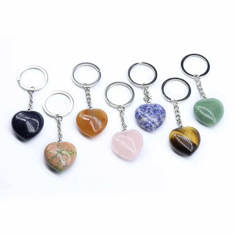 crystal healing stones gifts crystal keychains natural gemstones hearts keychains