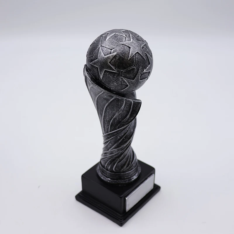 Wholesale personalized design sports match trophy award statue custom resin craft grey iron creativity soccer trophies
