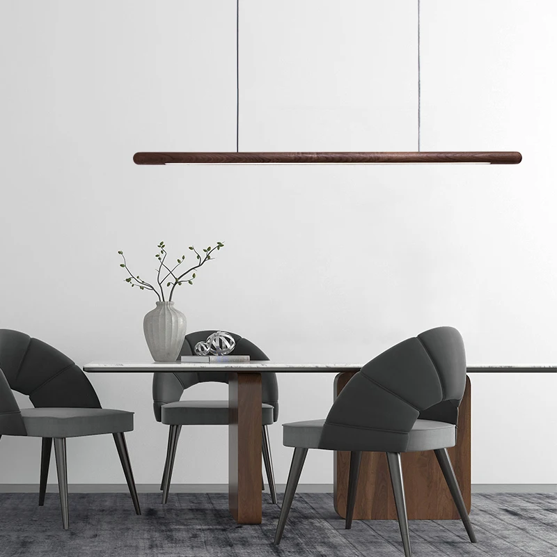 Minimalist Dining Room Wood Pendant Lights Modern LED Long  Living Room Bar Nordic Office Hanging Lamp