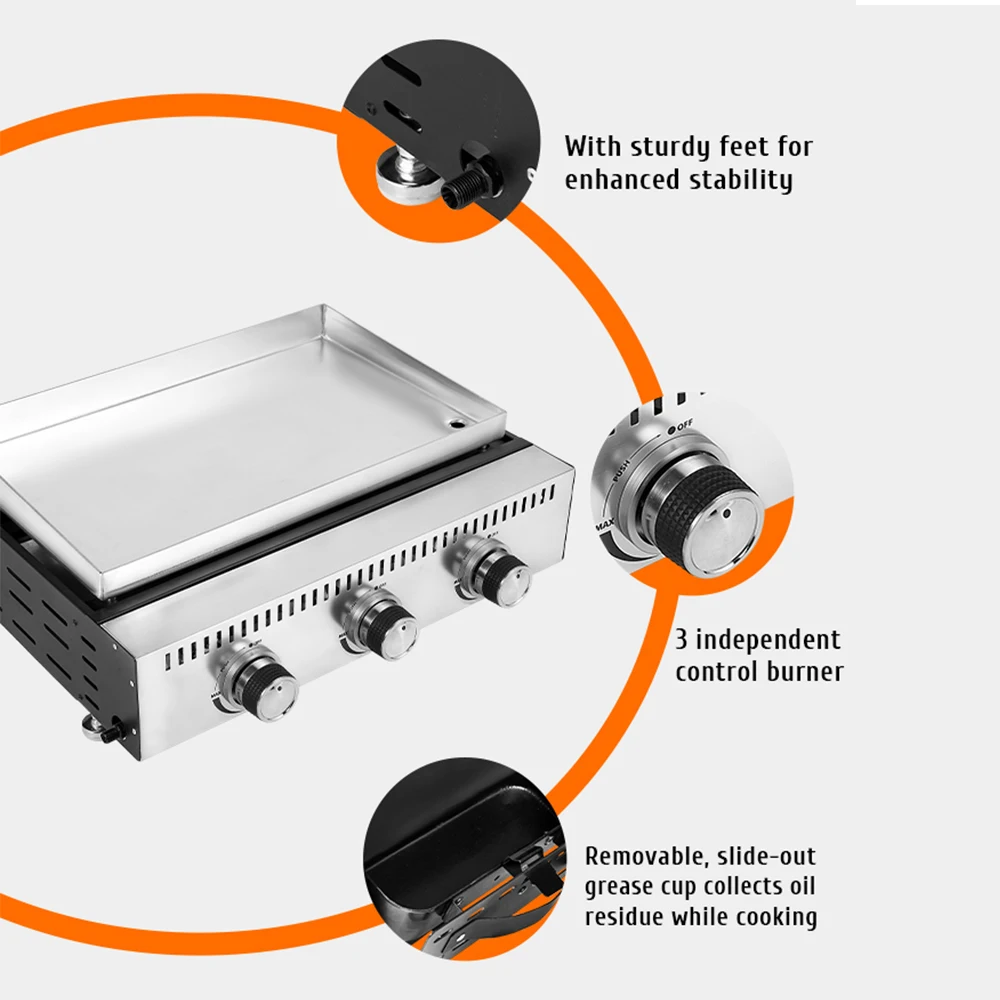 2 burners nonstick gas griddles & grill pans portable flat plate stainless steel griddle grill