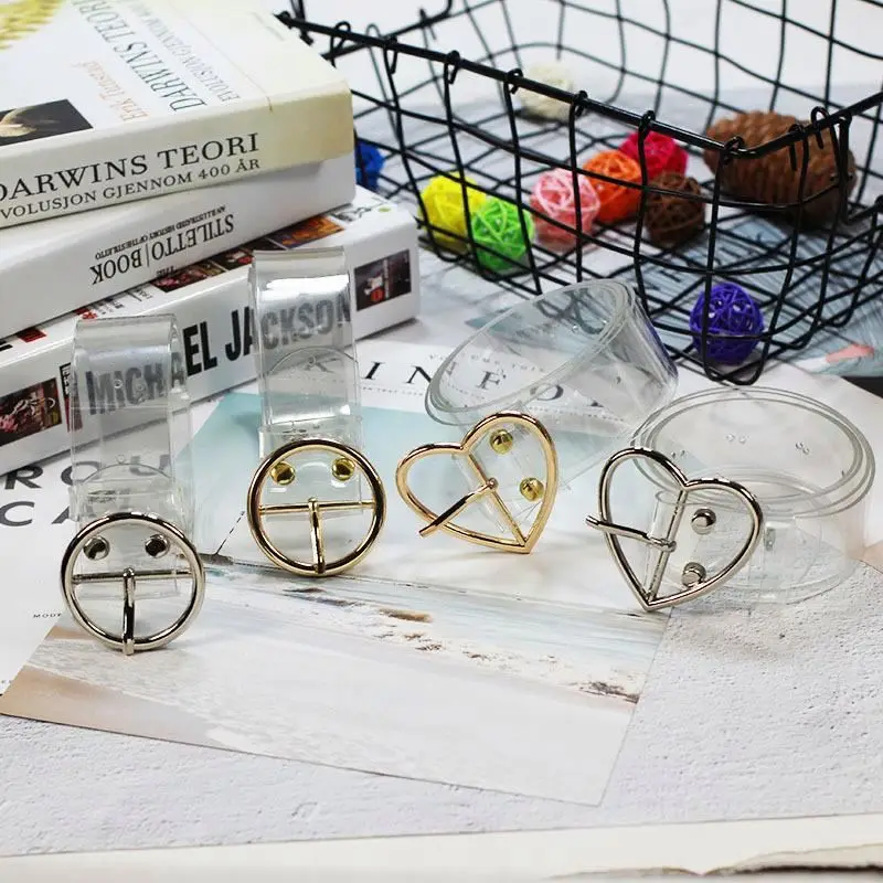 
Fashion versatile resin plastic full transparent belt circle buckle love buckle belt jeans student accessories 