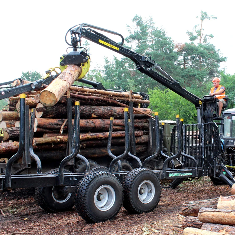 In stock forestry machinery grapple with crane  atv log tipper trailer used log grapple trailer