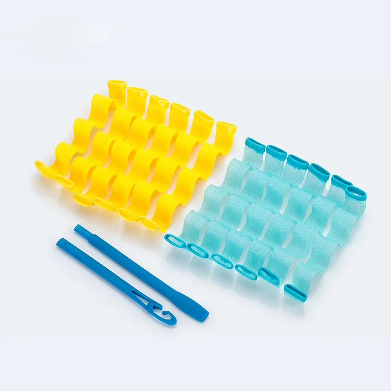 12 Pcs DIY Hair Styling Tools Velvet Flocking Heatless Curling Rod Headband Tension Plastic Hair Roller Magic Wave Hair Curler