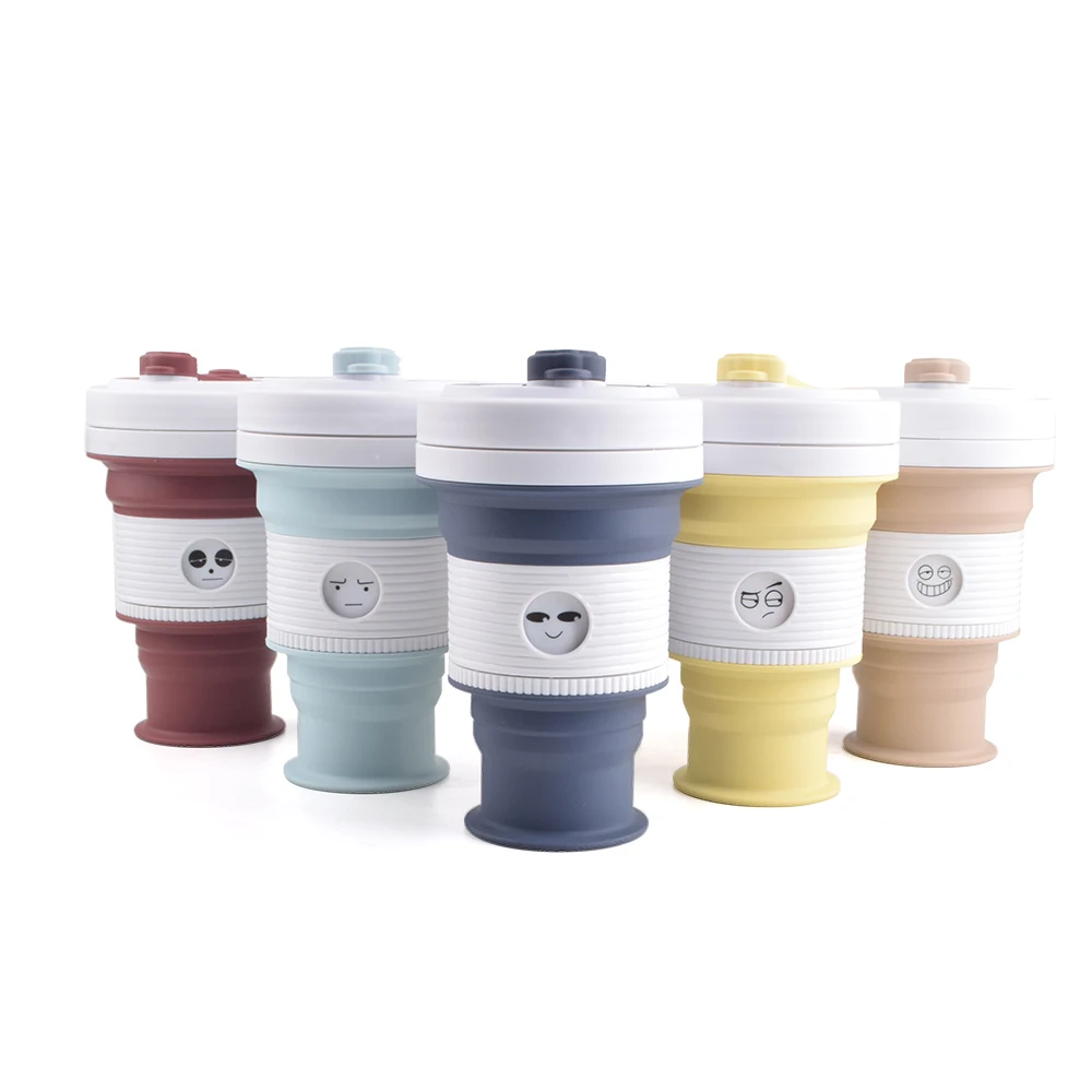 18 oz Double Wall Sleeve Travel Mugs Foldable Silicone Rubber Drinking Cups-Mugs Portable Reusable Collapsible Coffee Cup