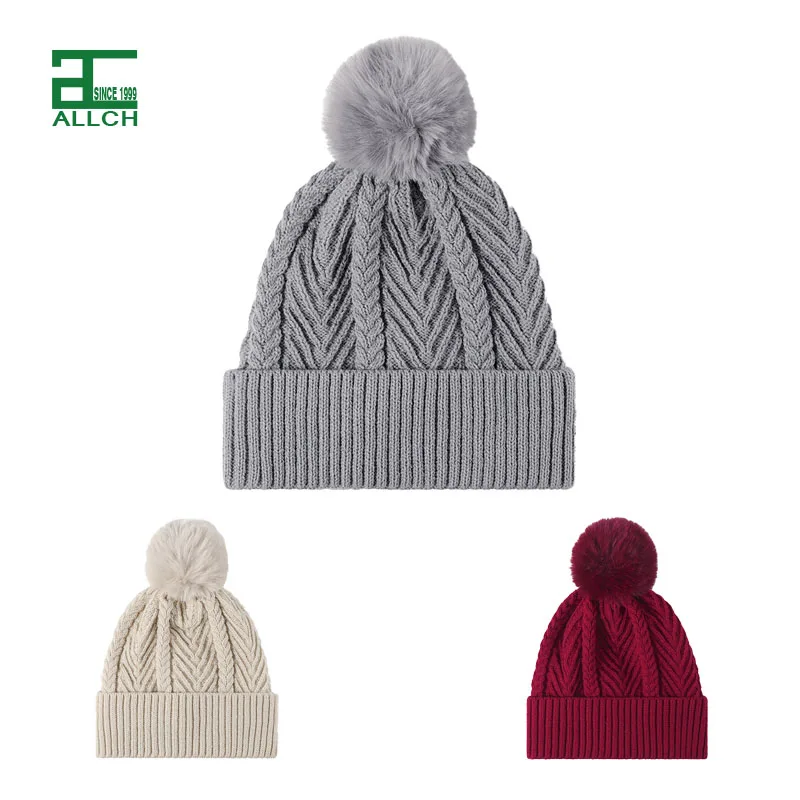 ALLCH Jacquard Beanie Hat for Women Autumn Winter Warm Thickened Fashion Knit Hat Ear Protector Free Size Printed Pattern