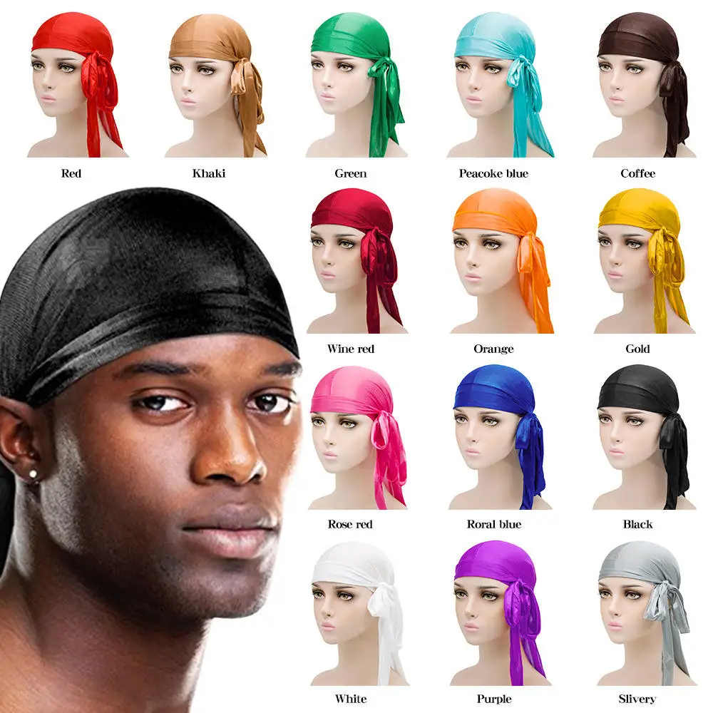 Eastsunshine Wholesale Custom Bonnet Bandana Long Men women Silky Satin Silk Hat Duragesic Durag