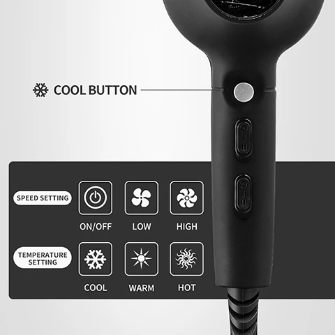 Powerful AC Motor 1800W Quick Drying Low Noise Professional Salon Electric Household Hair Dryer