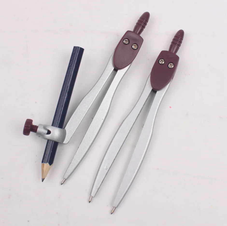 Math Geometry Kit Multi Functional Drawing Compasses 9PCS Set School Students Safety Metal Compass Set