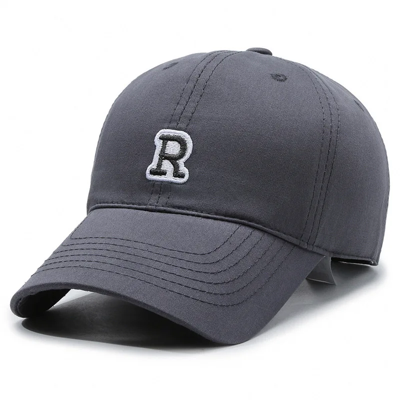 R Standard Korean Version Baseball Cap Men Women Sun Protection Hat Large Head Circumference Slim Small Face All-Match Cap