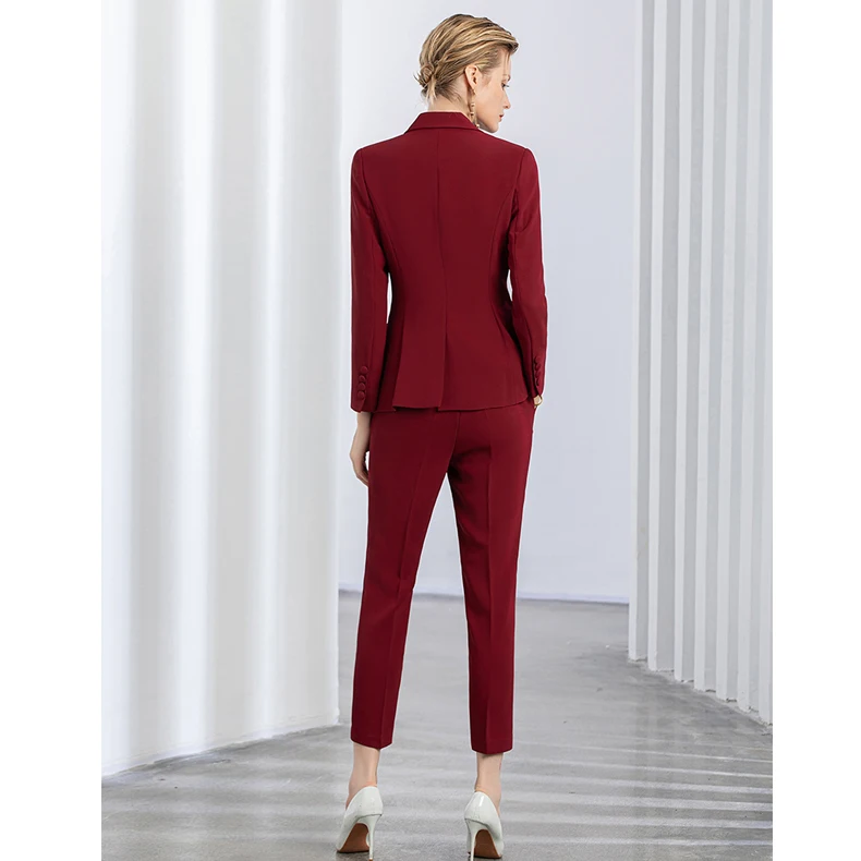 Plus Size Christmas Red Formal Women Blazers Formal Western Ladies Office Wear Pants Suit for Fat Women