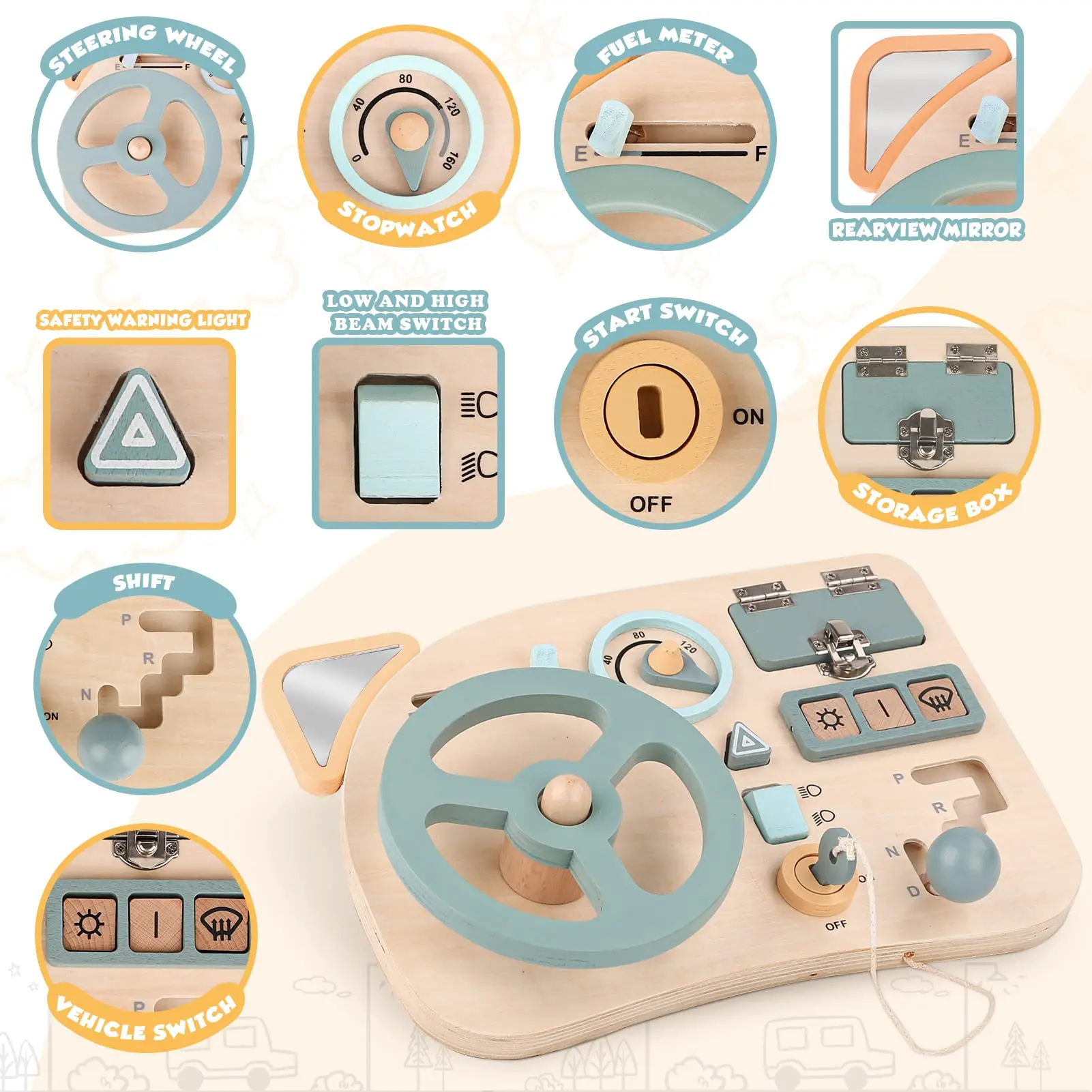New Arrival Montessori Felt Busy Board Wooden Steering Wheel Early Education Toys For Toddlers Baby Kids Toy