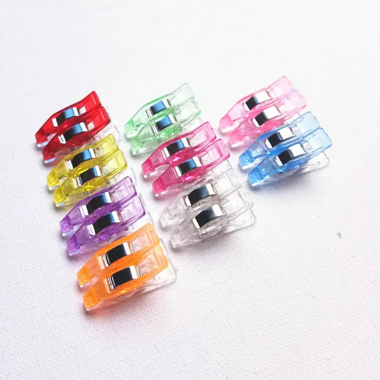 Clear Color Narrow Head Long All Purpose Craft Quilting Sewing Clips for DIY Crafting Blinding Crochet Knitting Clamps