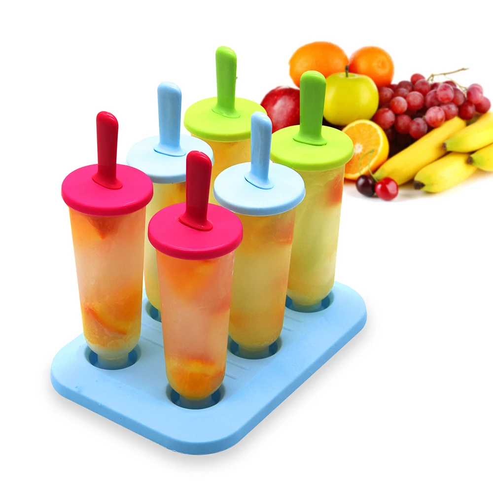 Set of 6 Plastic Popsicle Molds Ice Popsicle Molds Ice Maker Kid ice cream tray holder lolly pops