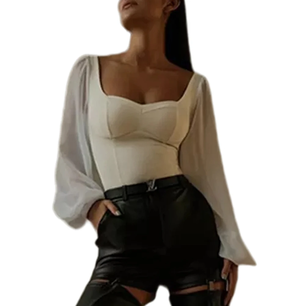 Customized Trending Spring Long Sleeve Tops Highcut Woman Fashion Catsuit Bodysuit