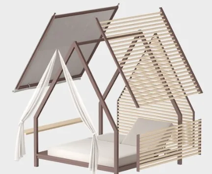 outdoor patio furniture modern sunbed with canopy outdoor daybed aluminum frame cushion waterproof lounge chair luxury  daybed