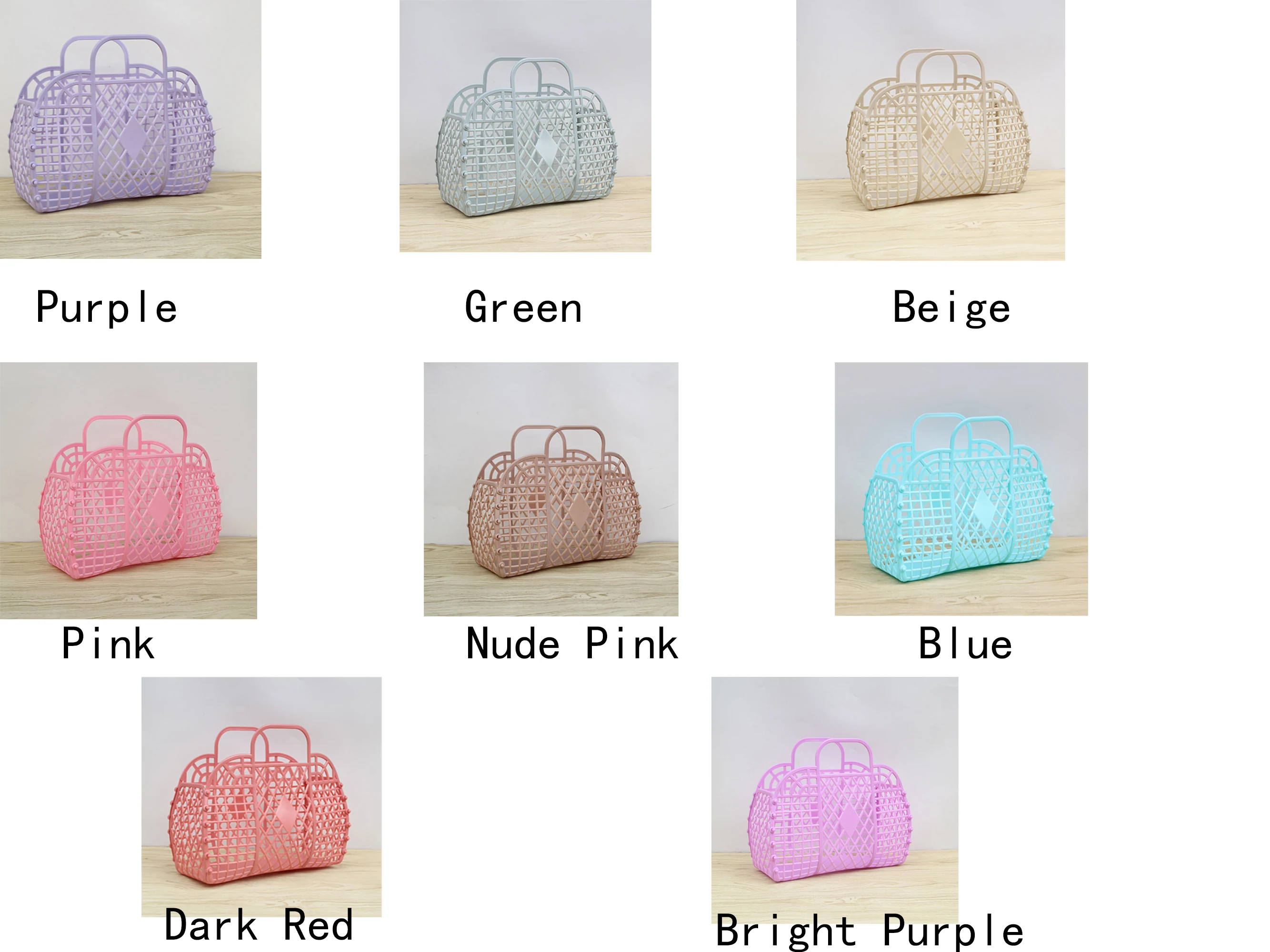 Personalized Retro Vintage Foldable Plastic Pvc Jelly Basket Tote Bag Beach Bag Handbag Purse For Girls Women Party Favor Bags
