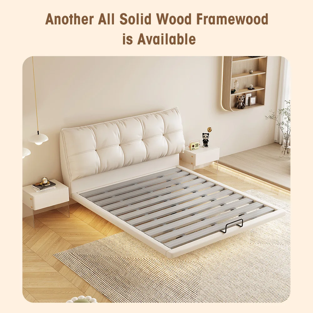 Customize mattress wooden sleep metal bed frame base headboard leather hotel tufted padding hardwood platform upholstered beds