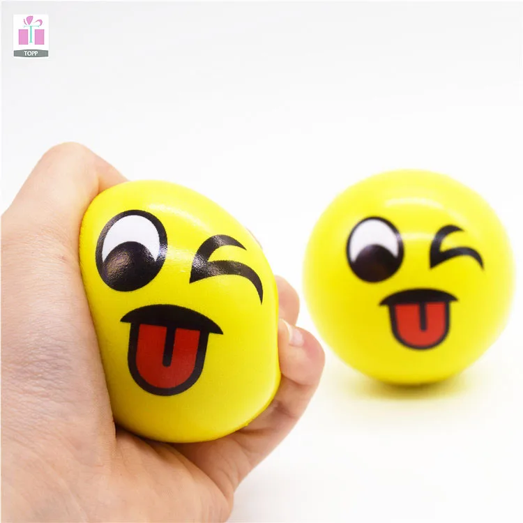 Promotional Anti Stress Squeeze Toys Smiley Stress Ball Custom Shape For Gifts And Premiums