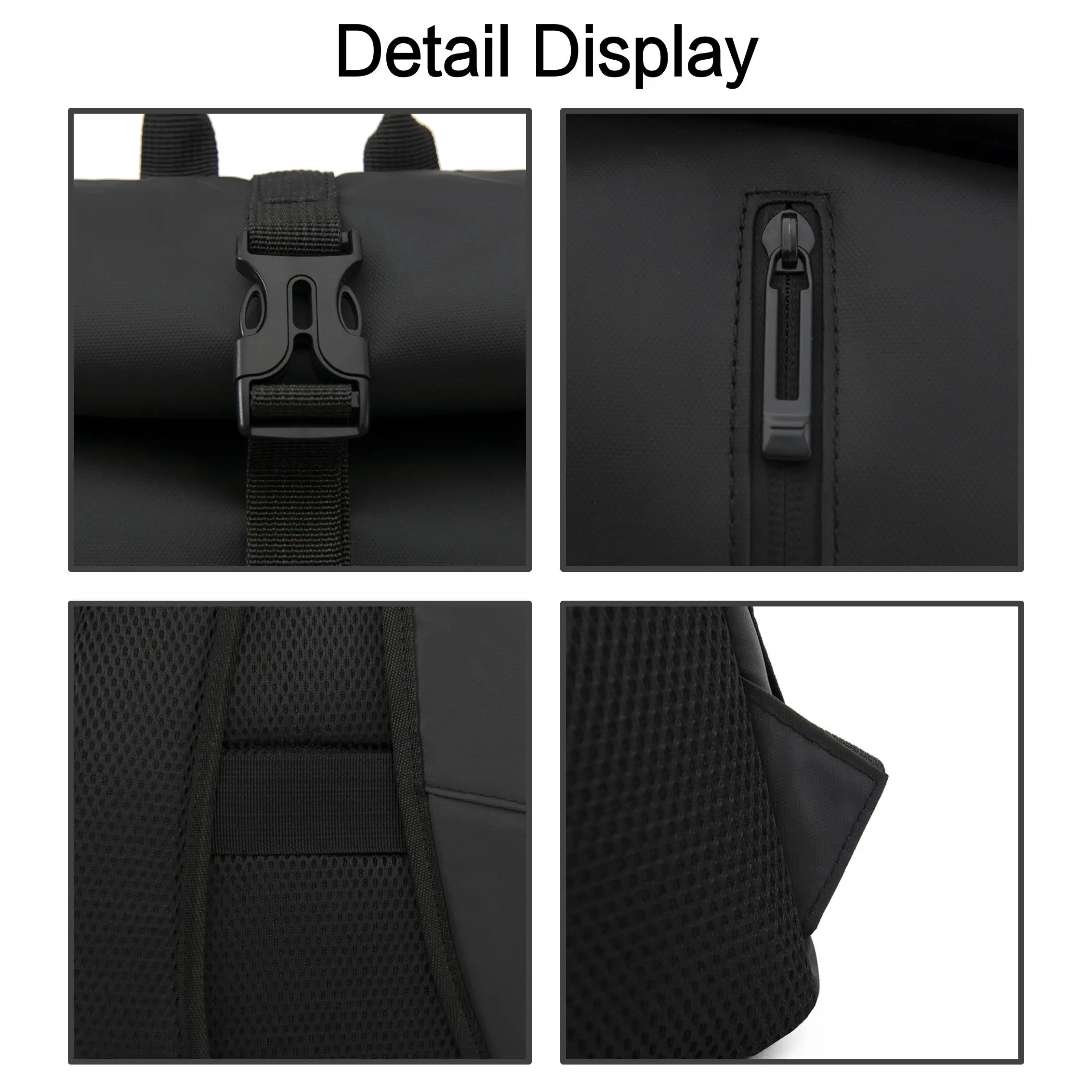 Unisex Trendy Roll Top Laptop Backpack with Customizable RPET Fabric Accessible Expandable Business Bag Waterproof Company Gift