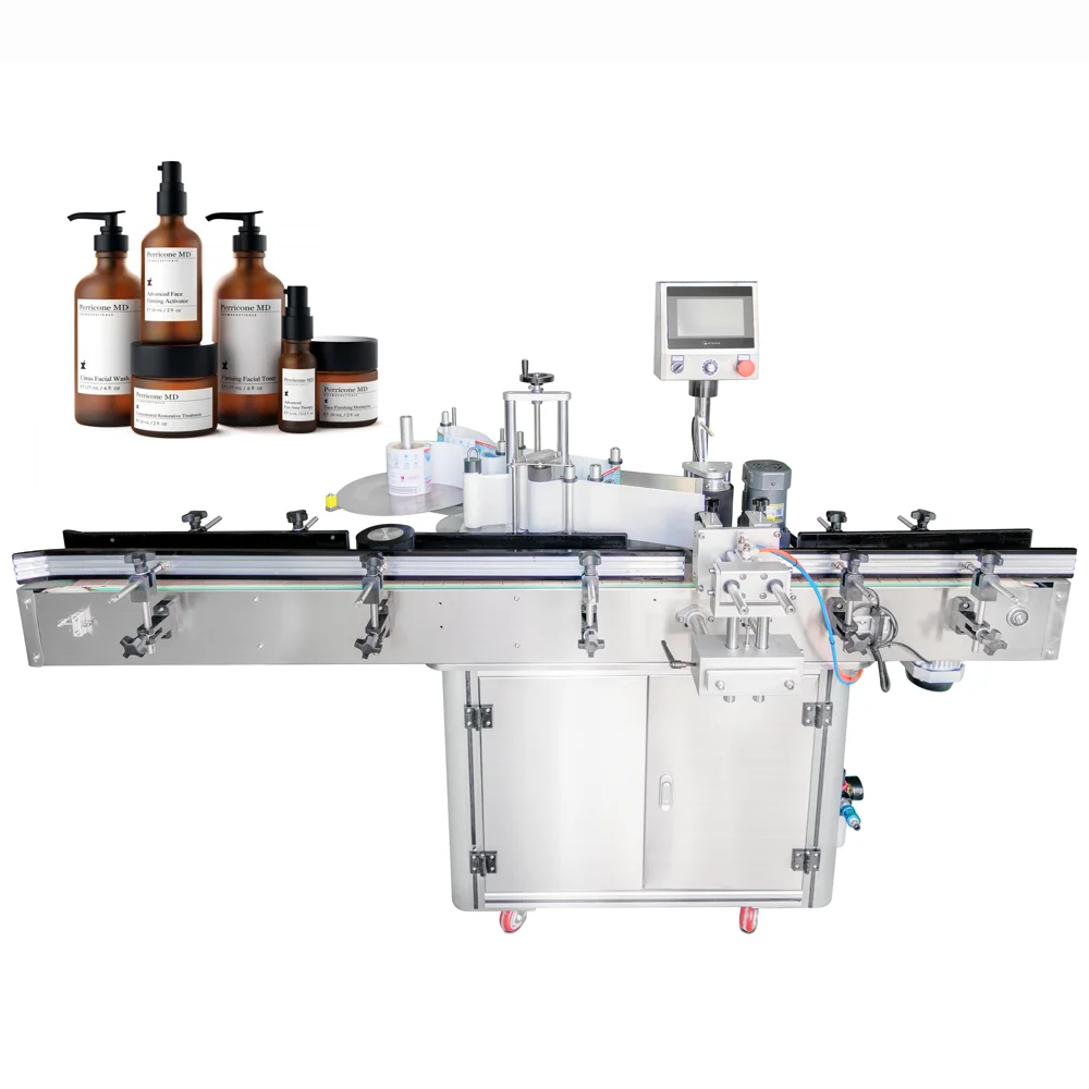 YM515 Full Automatic wrap around labeler cosmetic bottle jar sticker labeling machine with date code printer