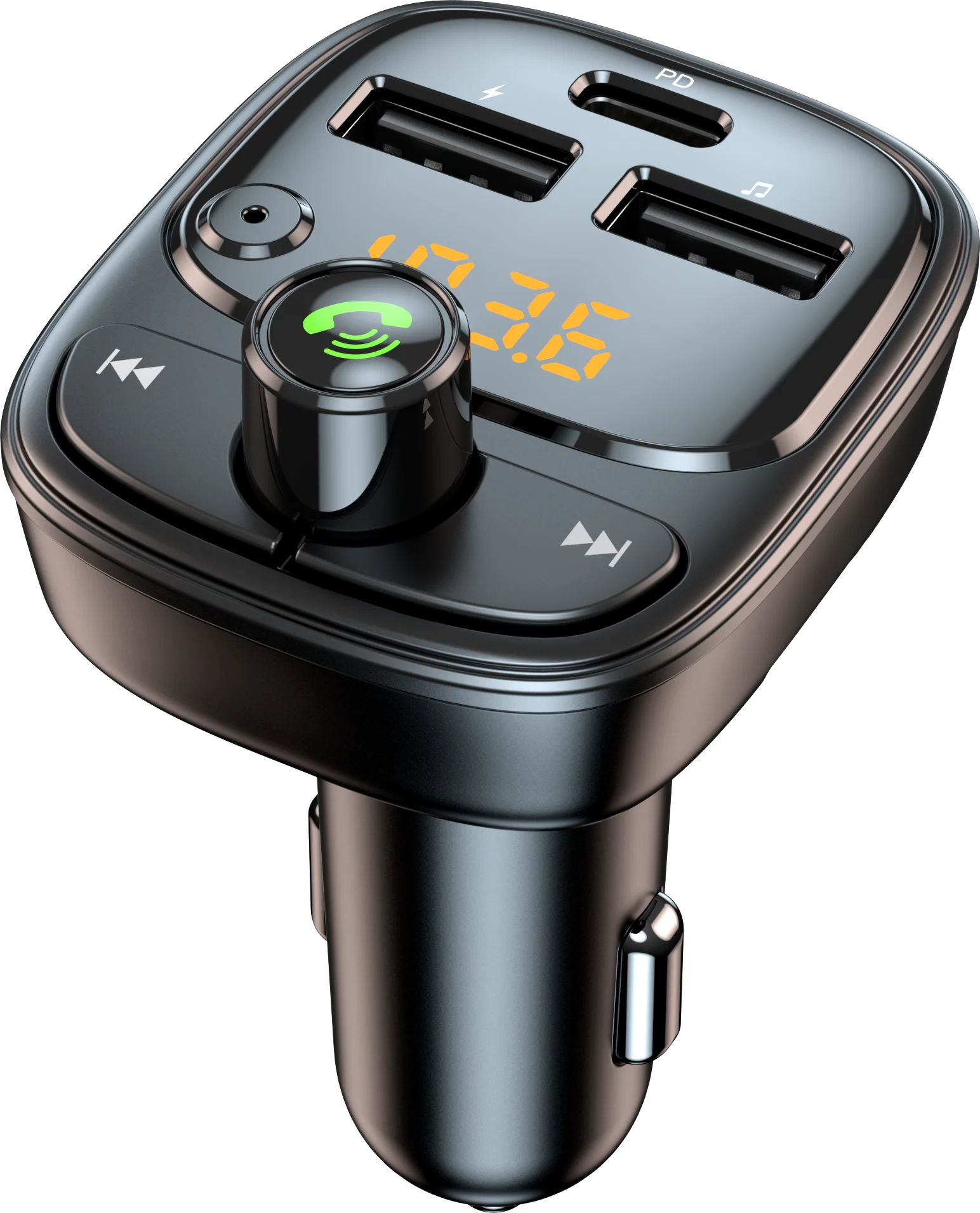 Multifunction Adapter FM Transmitter Blue tooth Car MP3 Player Handsfree Support TF card PD Quick Charger