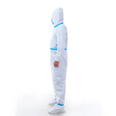 Aeofa SF nonwoven disposable hasmat protect coverall suit with blue safe tapes