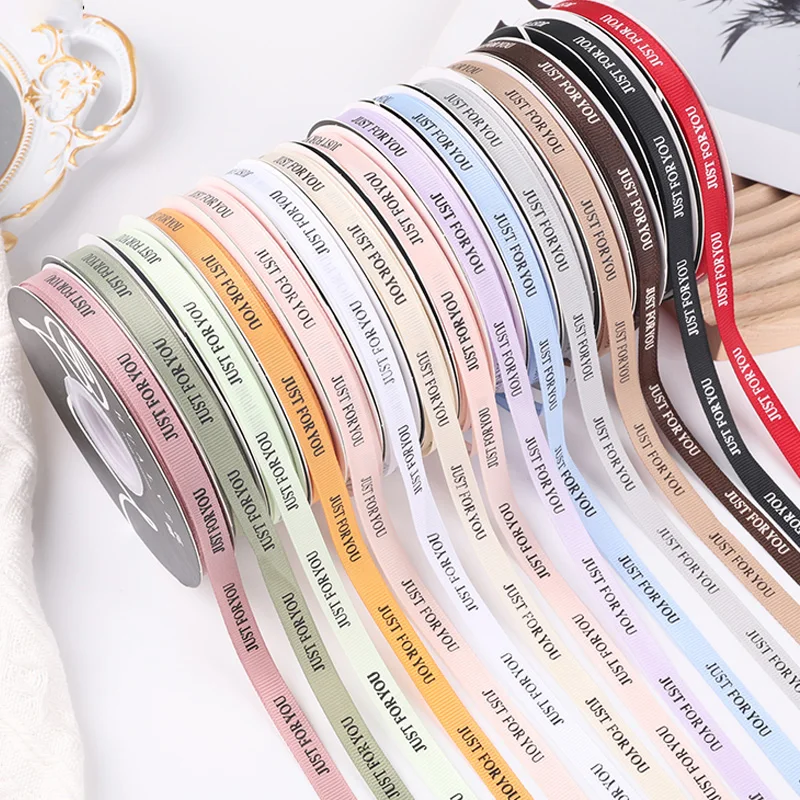 High Quality Custom Logo Just You Bouquet Ribbon Colorful Polyester Satin Ribbon For Gift Packaging