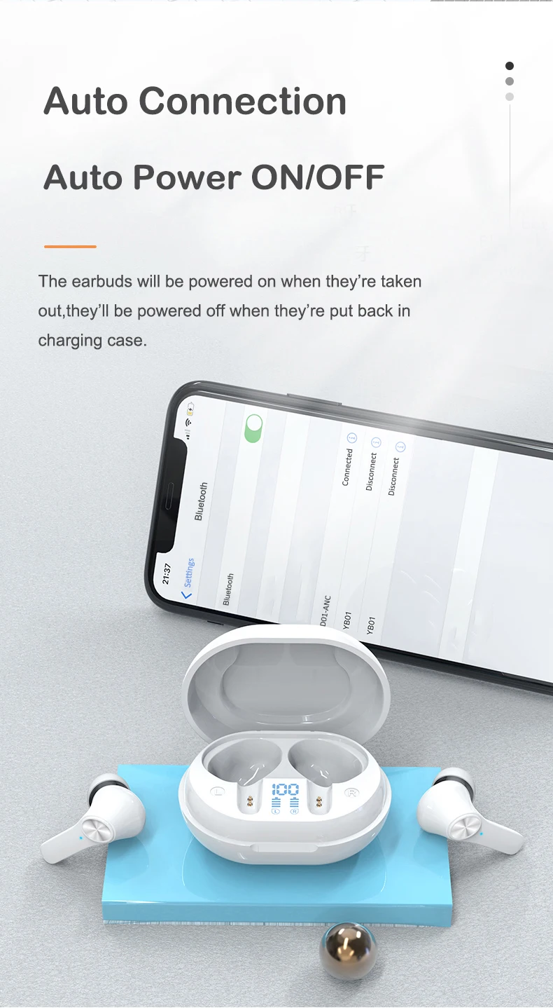  Real ANC Wireless Earbuds Super Bass Headphone V D01