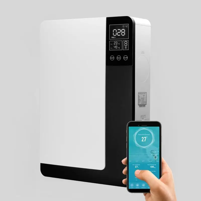 2024 ERV HRV smart phone wifi control bedroom ventilation unit wall mounted heat recovery unit with PM2.5 purification