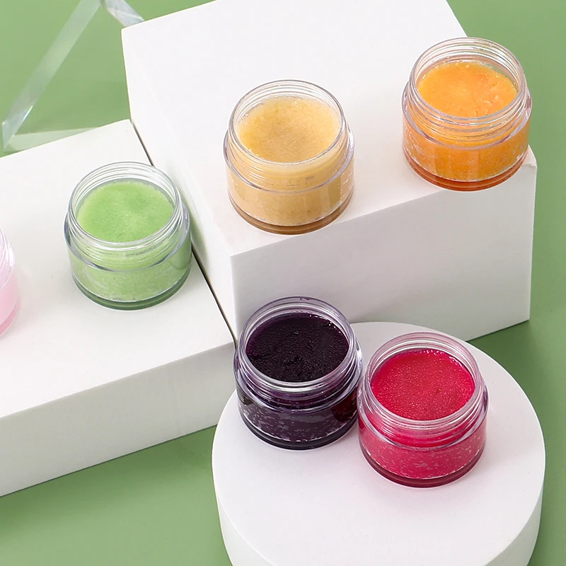 7 colours wholesale vegan custom logo private label container balm set sugar lip scrub