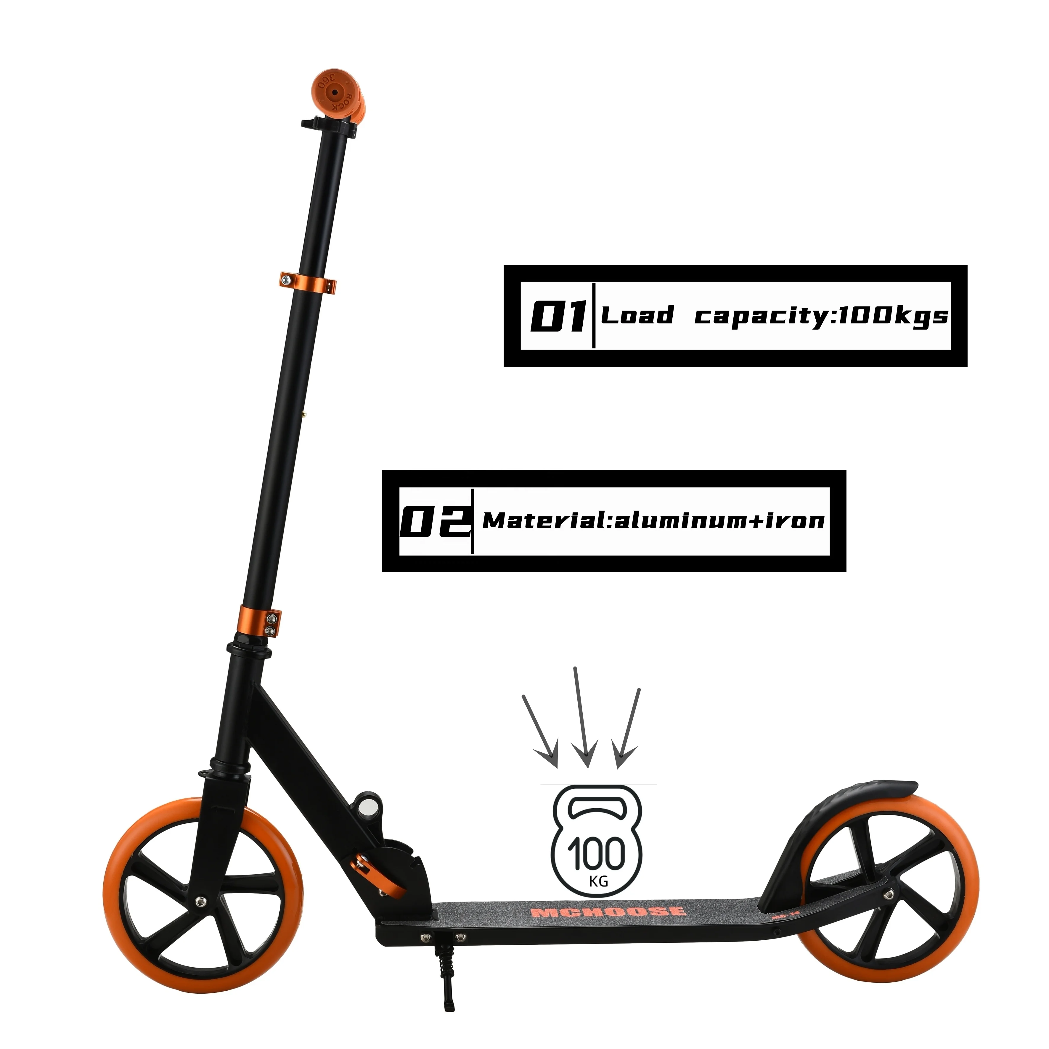 Factory Direct Sales Adjustable Height Folding Kids Kick Scooter Chinese Foot Wheel Scooter with Steel Body Max Load 100kg