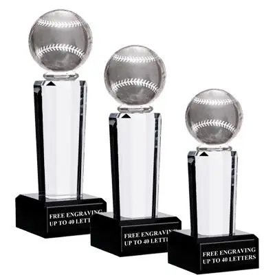 Crystal glass tennis trophy award