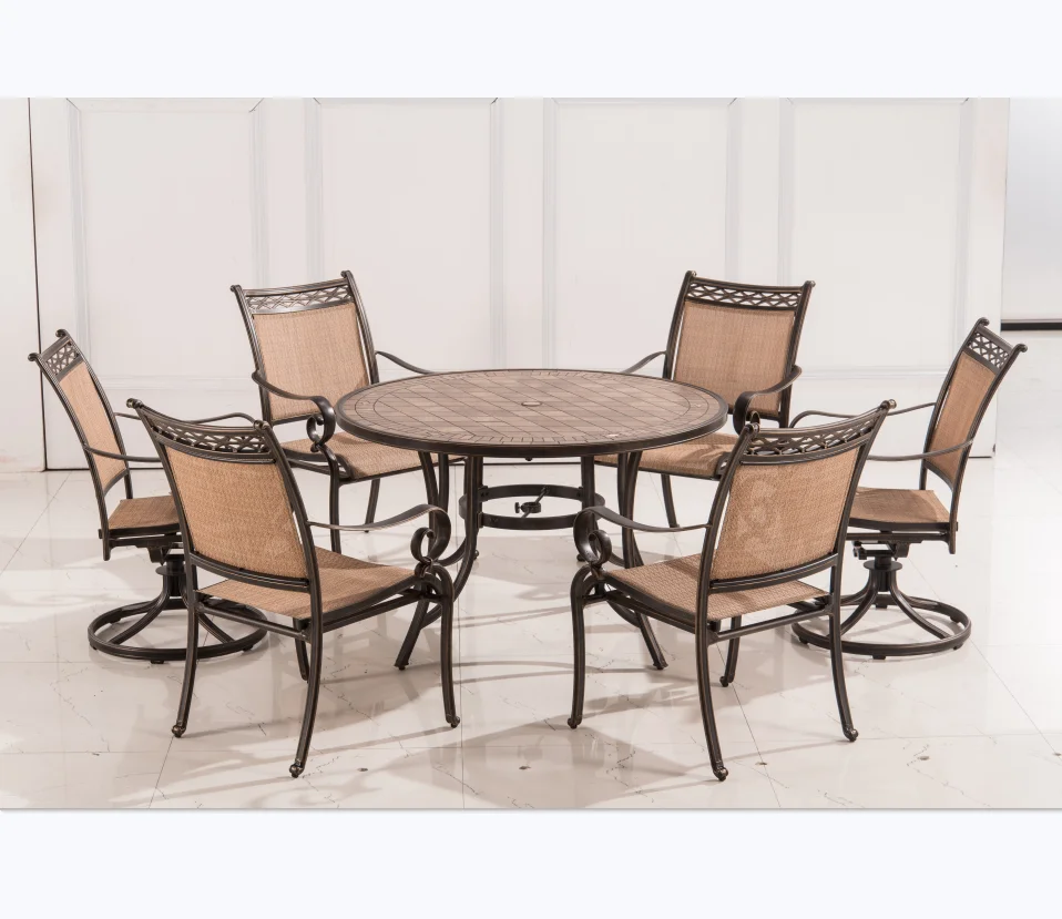 
2019 WEIHUO outdoor furniture cast aluminum dining chairs&table 