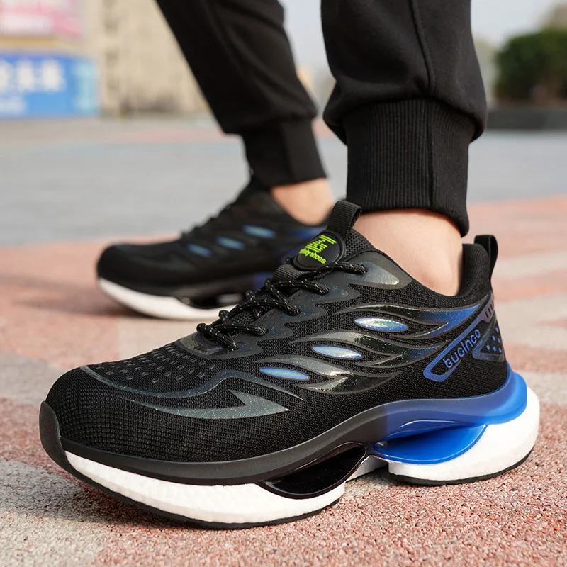 2024 New  fly knitting  sport style safety shoes with Popcorn+TPU outsole light weight design work shoes for  men