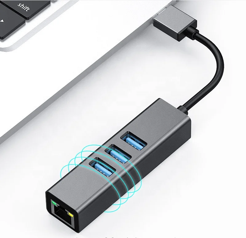 USB 3.0 to Gigabit RJ45 Ethernet Network Card Adapter with USB 3.0 HUB for MAC PC and Laptop and Notebook and more