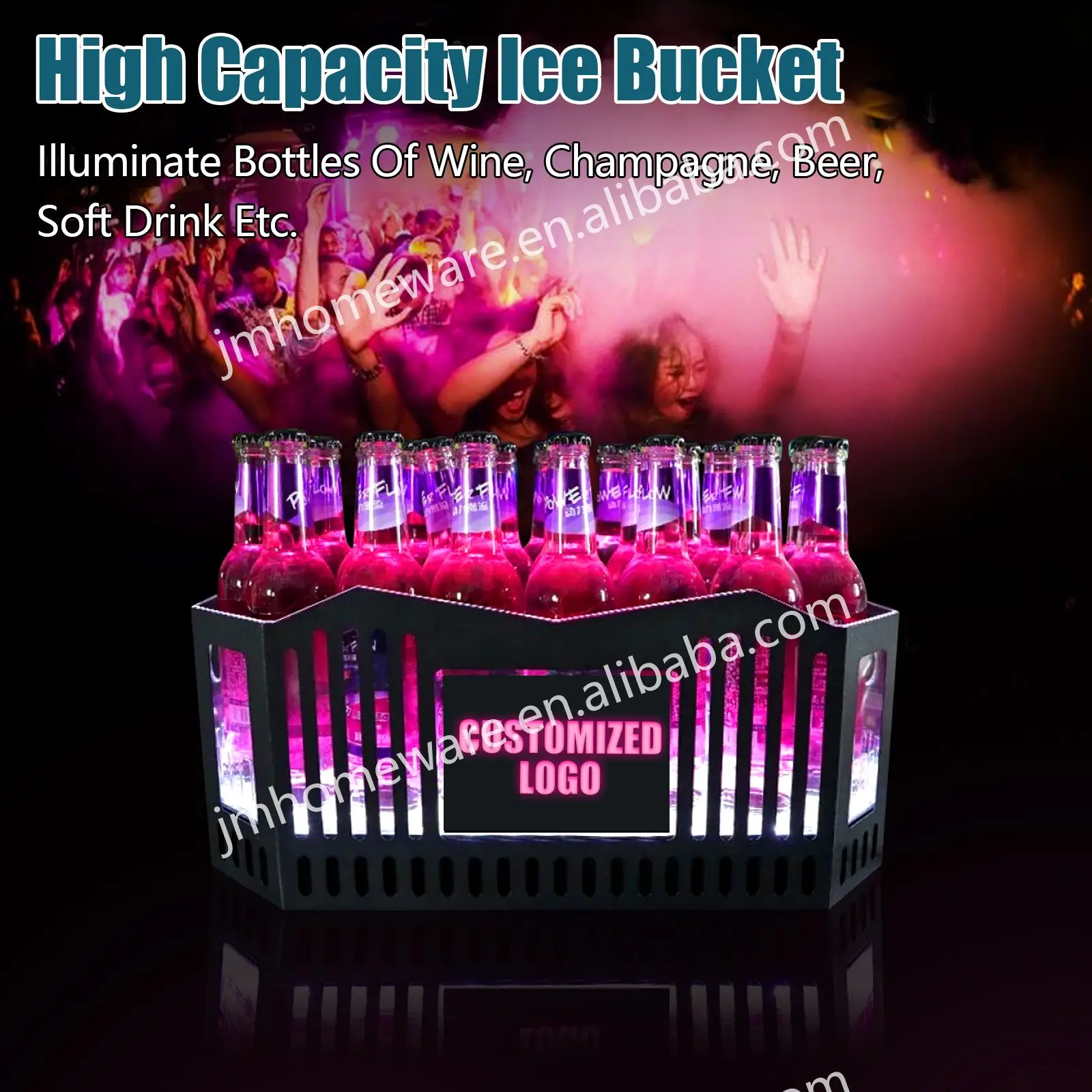 Modern Design Ktv Bar Custom Logo Ice Bucket Ice Buckets For Parties Plastic Ice Bucket